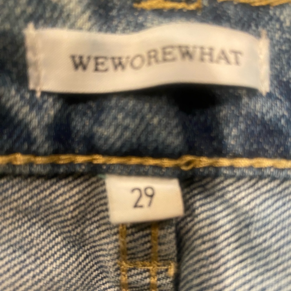 WeWoreWhat High Rise Button-Fly Blue Jeans - Picture 3 of 3